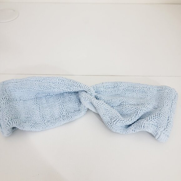 Hunza G Ariel Twist Front Bandeau Bikini Top Baby Blue OS - Picture 2 of 5